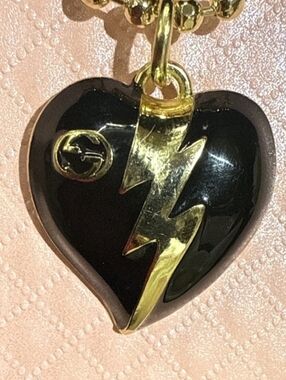 💔BLACK & GOLD BROKEN HEART PENDANT OR CHARM    NEW